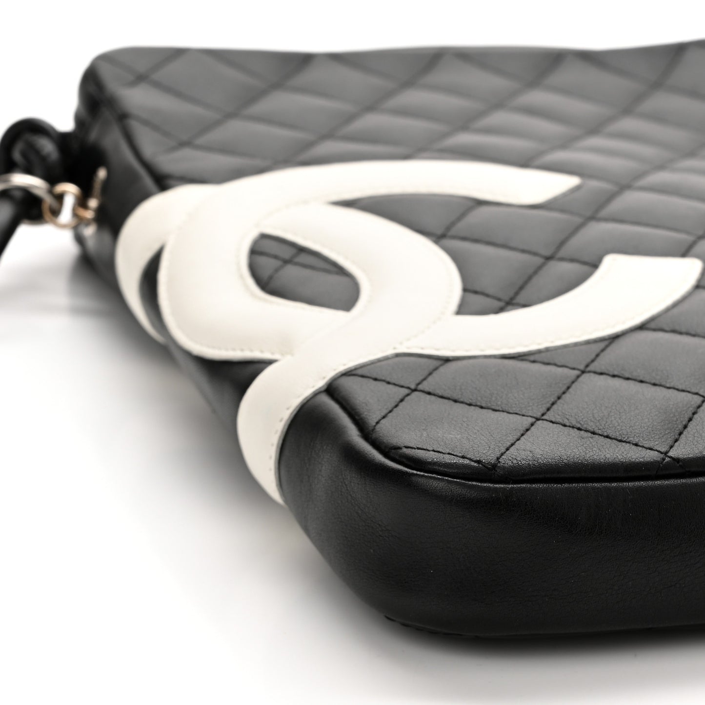 Calfskin Quilted Medium Cambon Messenger Black White