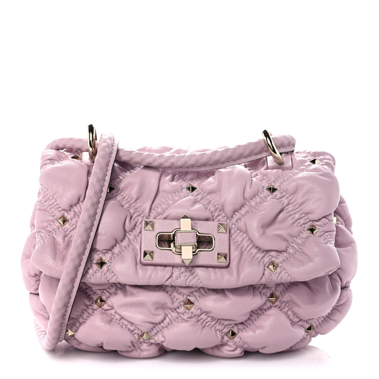 Valentino Garavani Nappa Small Spikeme Shoulder Bag Water Lillac 1 of 9