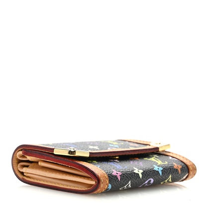 Louis Vuitton Monogram Multicolor Porte-Monnaie Plat Coin Purse Black 4 of 6