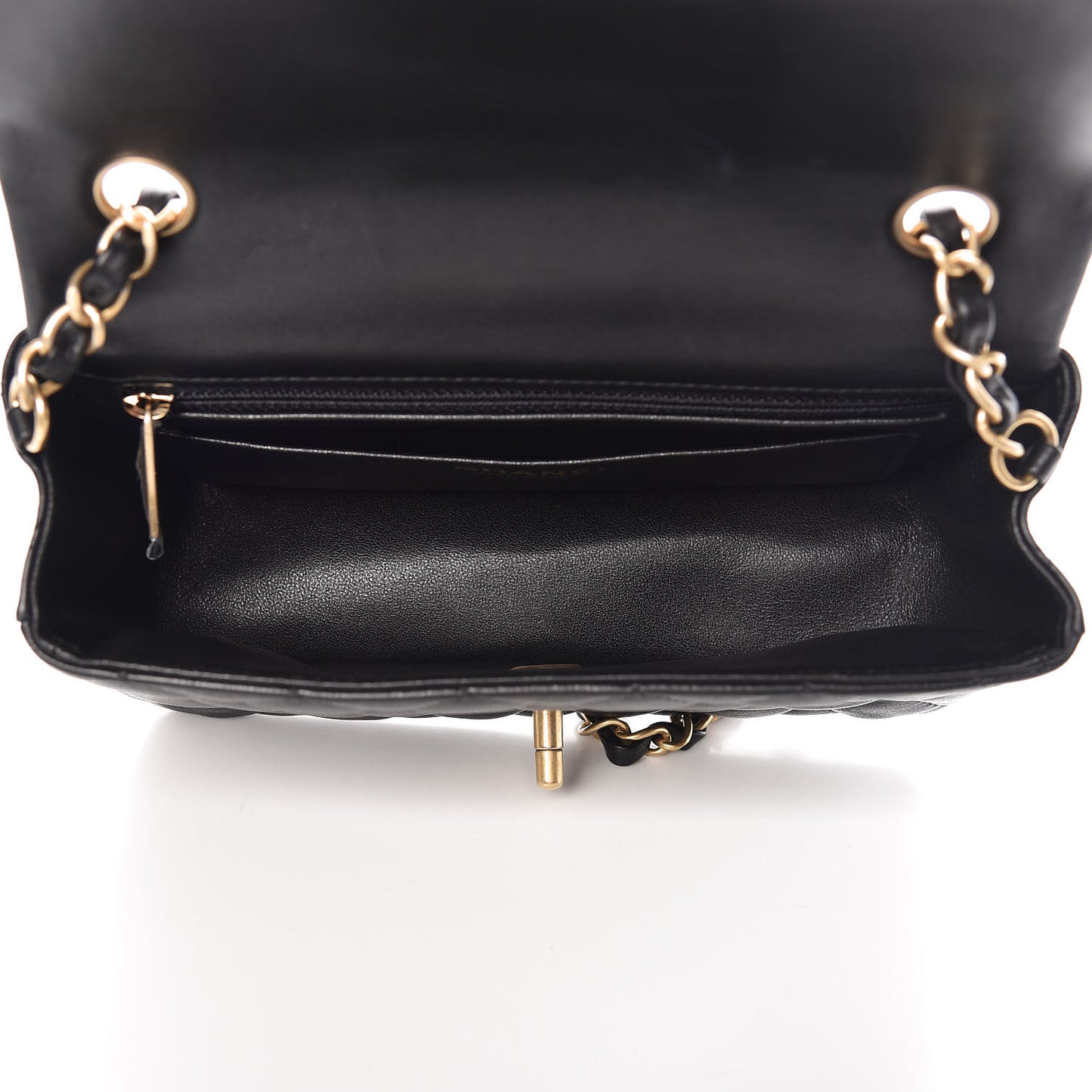 Lambskin Quilted Mini Rectangular Flap Black