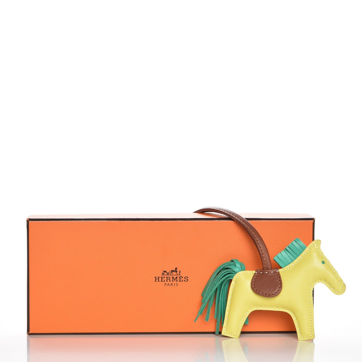 Hermes Milo Lambskin Grigri Rodeo Horse Bag Charm PM Lime Menthe Fauve 4 of 4