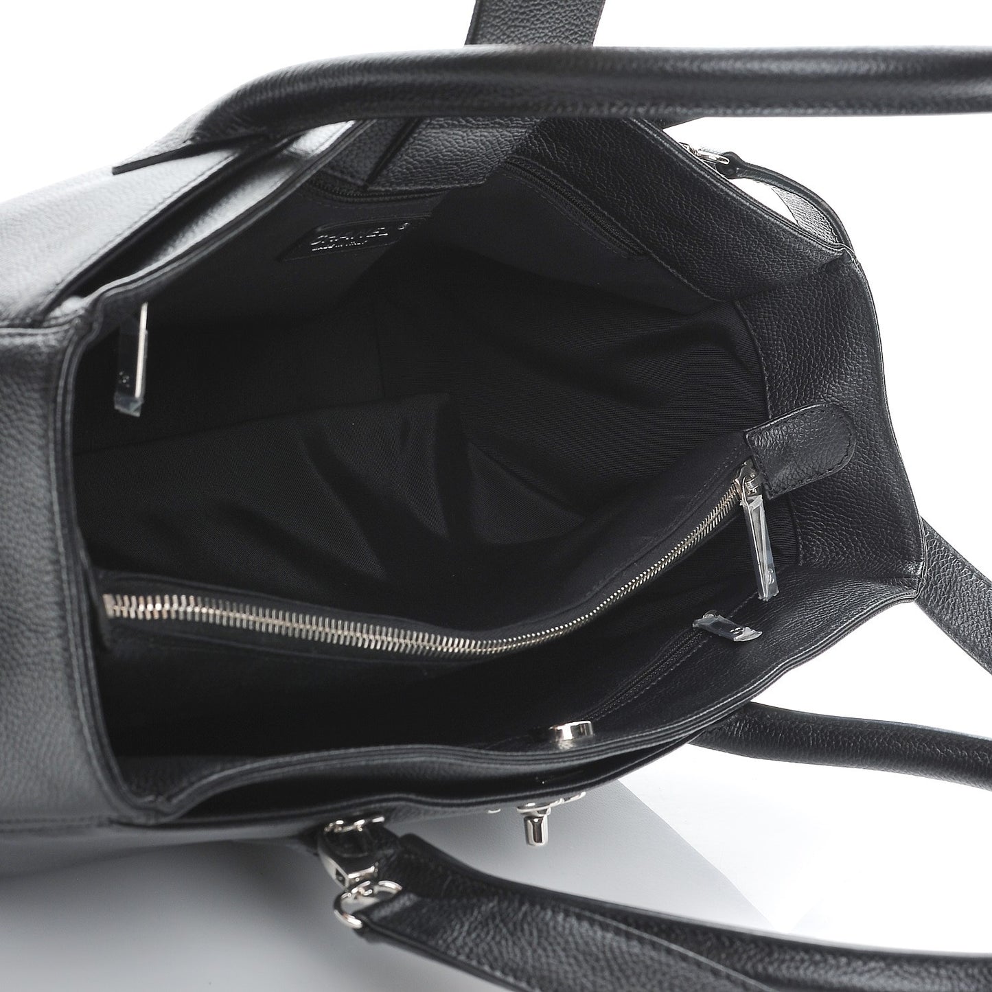 Calfskin Cerf Executive Shopper Tote Black