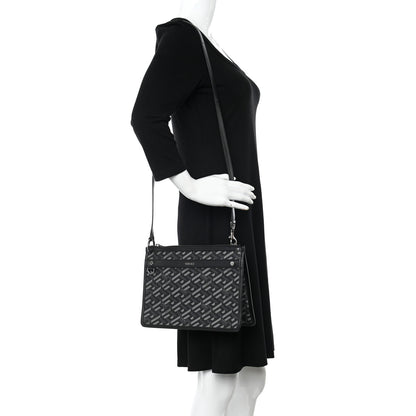 Versace Coated Canvas Large La Greca Signature Pouch Black Grey 2 of 8