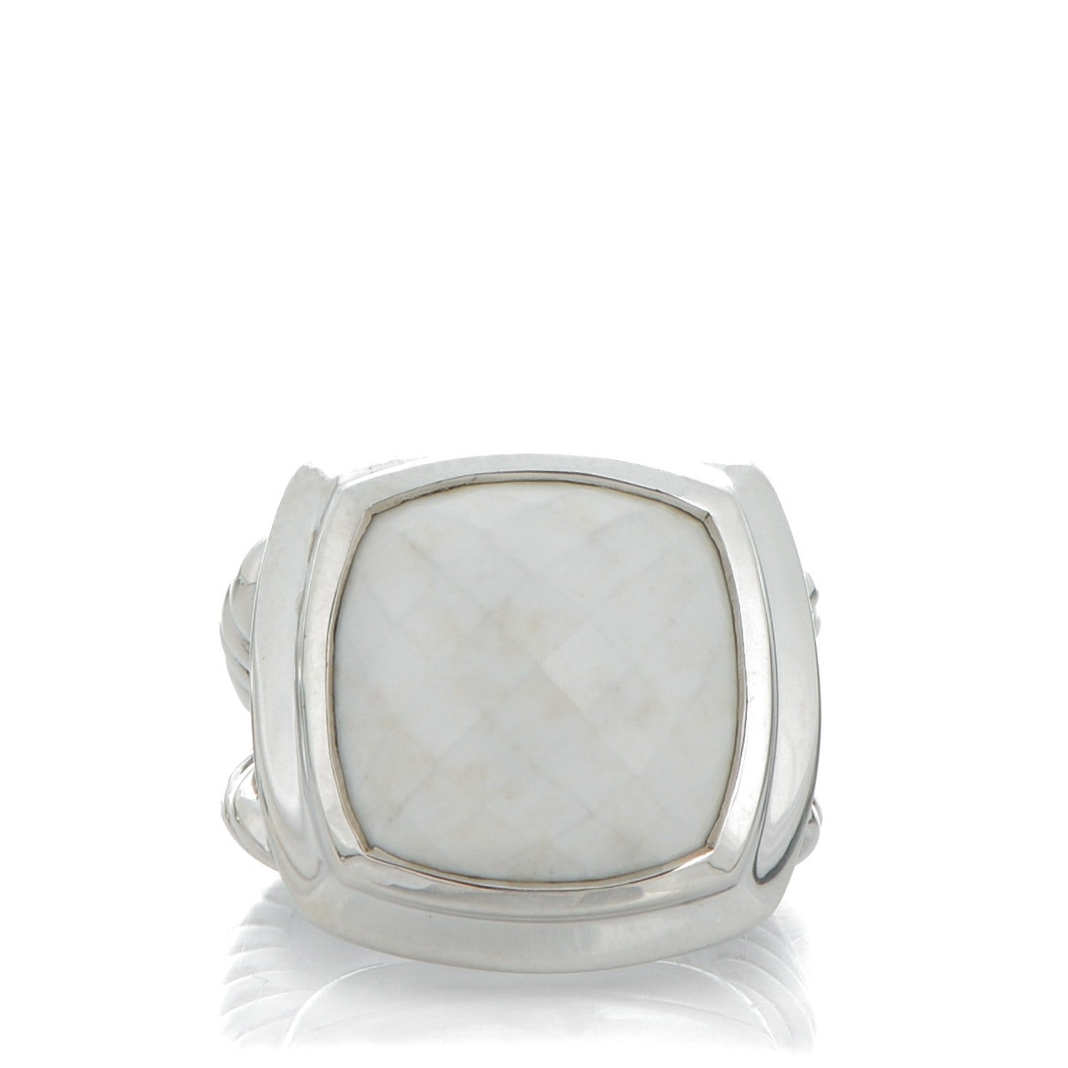 David Yurman Sterling Silver White Agate 16mm Albion Ring 52 6 1 of 6