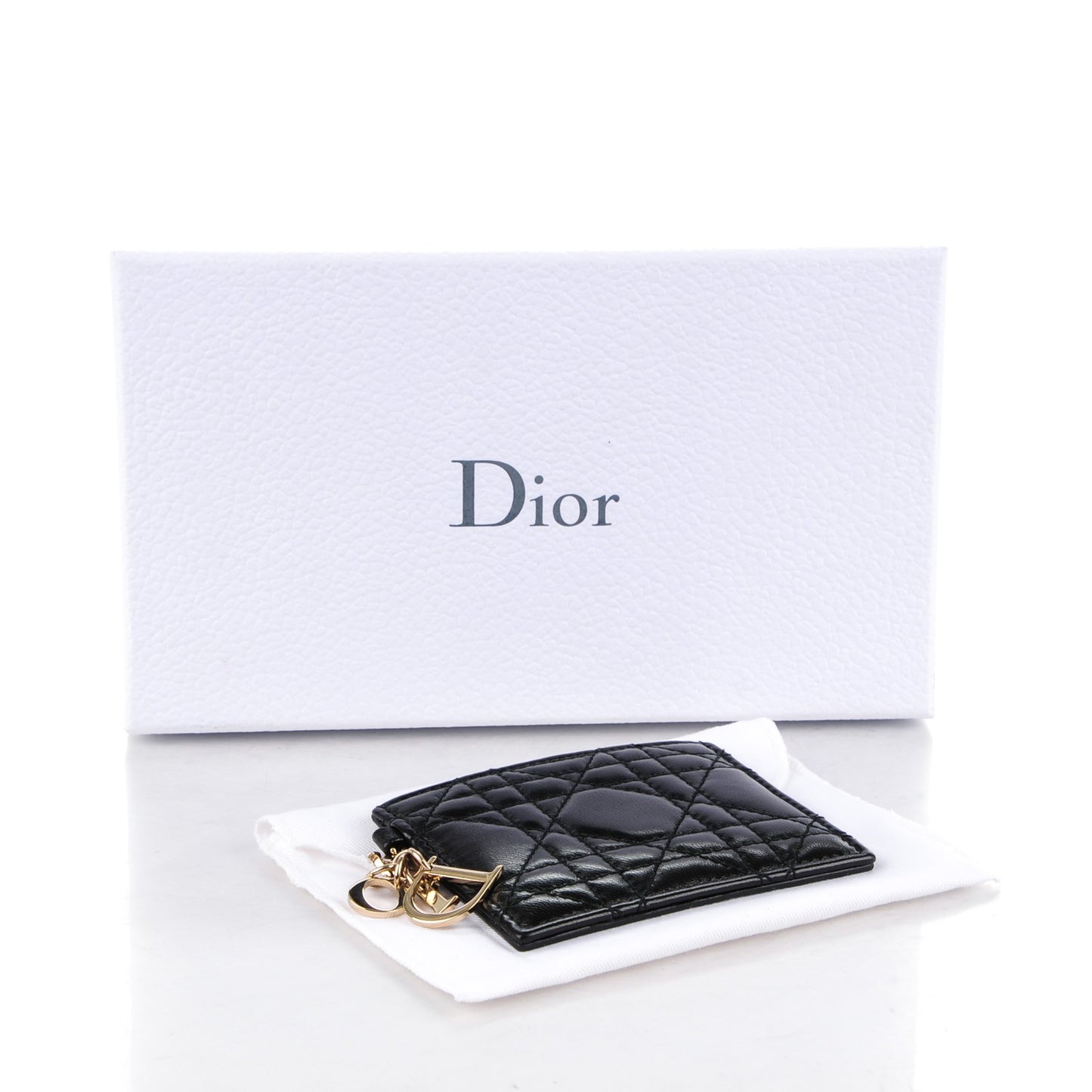 Lambskin Cannage Lady Dior Card Holder Black