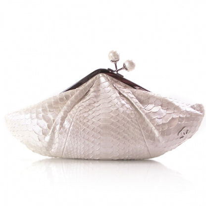 Chanel Python Kisslock Fan Clutch 1 of 8