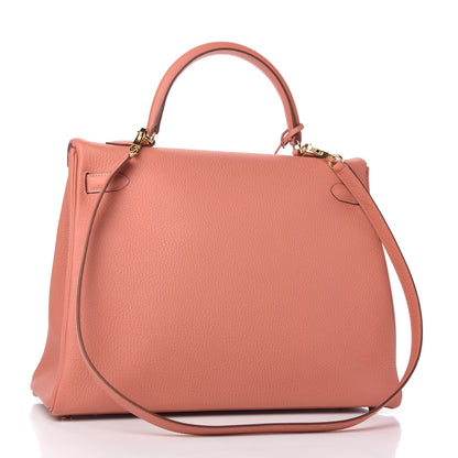 Hermes Taurillon Clemence Retourne Kelly 35 Rose Thé 3 of 11
