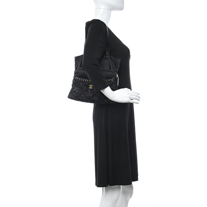 Chanel Nylon Grosgrain Large Lifestyle Pouch With Foldable Tote Black 2 of 11