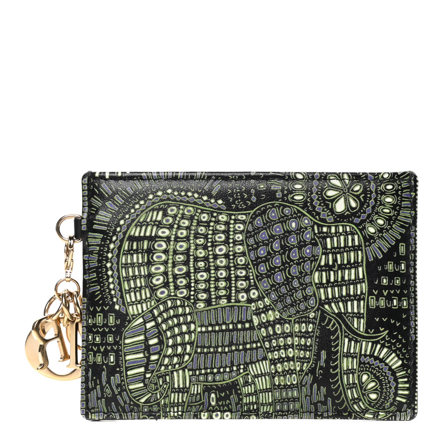 Christian Dior Calfskin Animals Card Holder Green 1 of 5