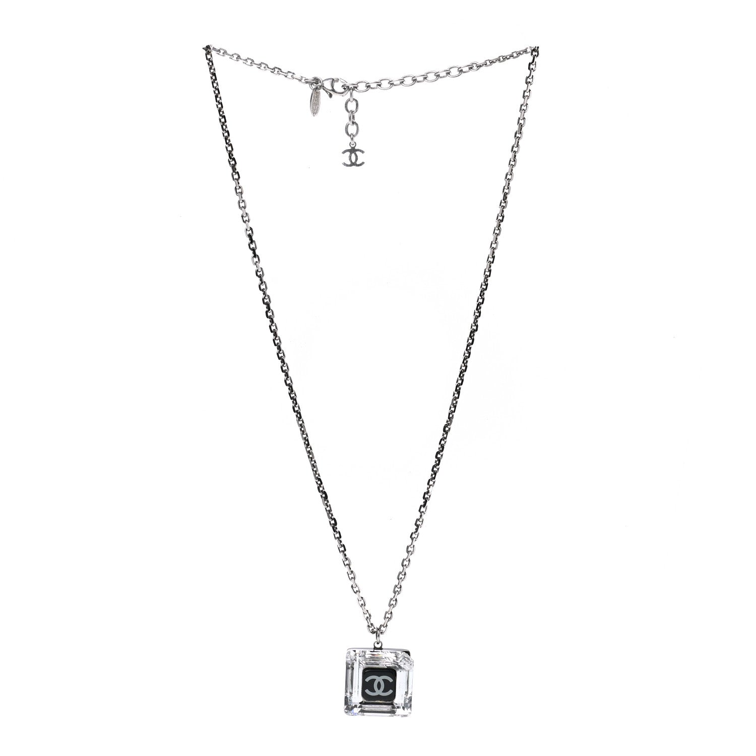 Chanel Lucite CC Square Charm Necklace 3 of 9