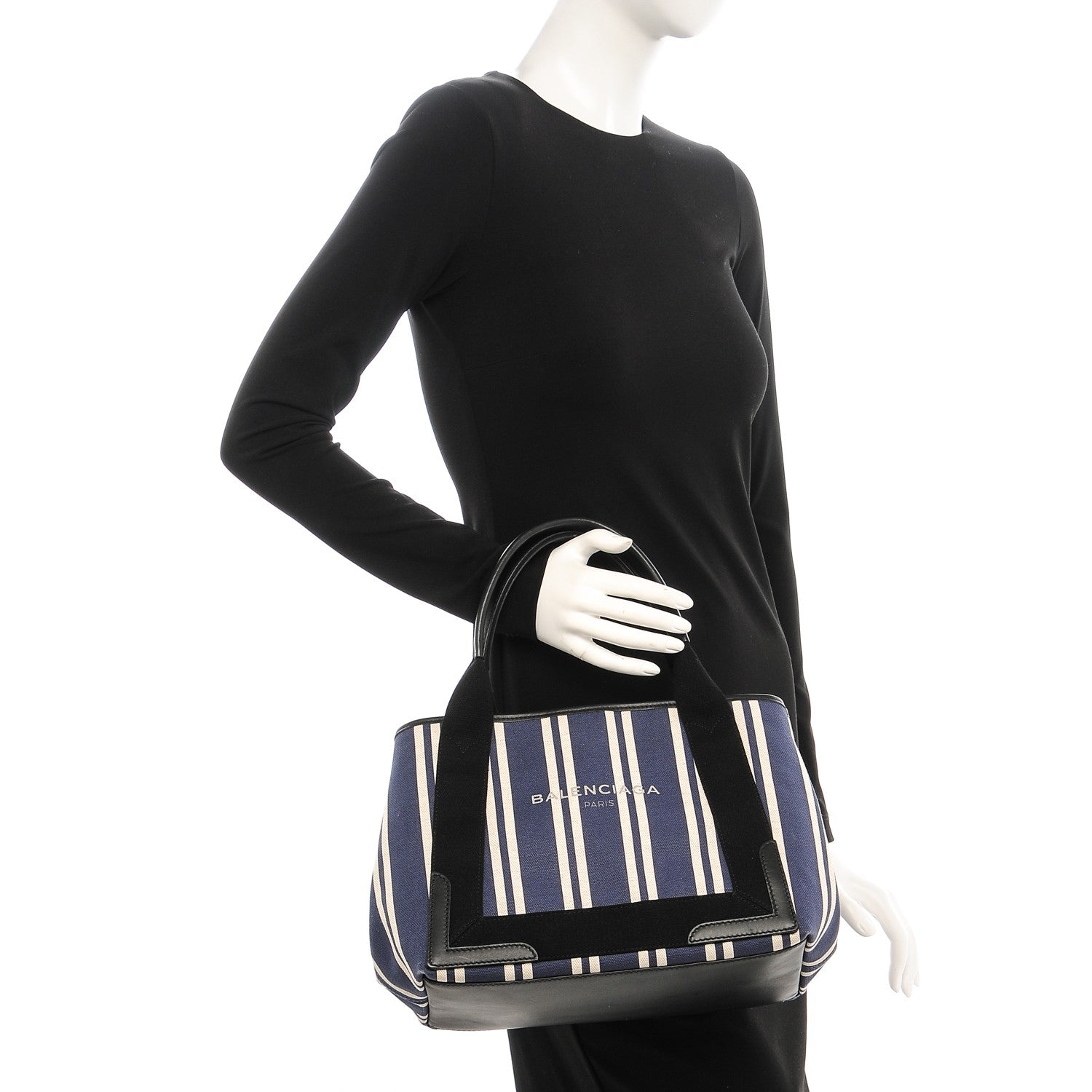 Balenciaga Canvas Striped S Navy Cabas Navy 2 of 7