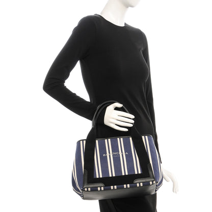 Balenciaga Canvas Striped S Navy Cabas Navy 2 of 7