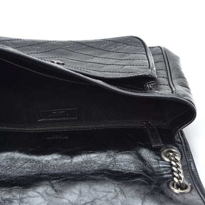 Saint Laurent Crinkled Calfskin Matelasse Monogram Large Niki Chain Satchel Black 4 of 10