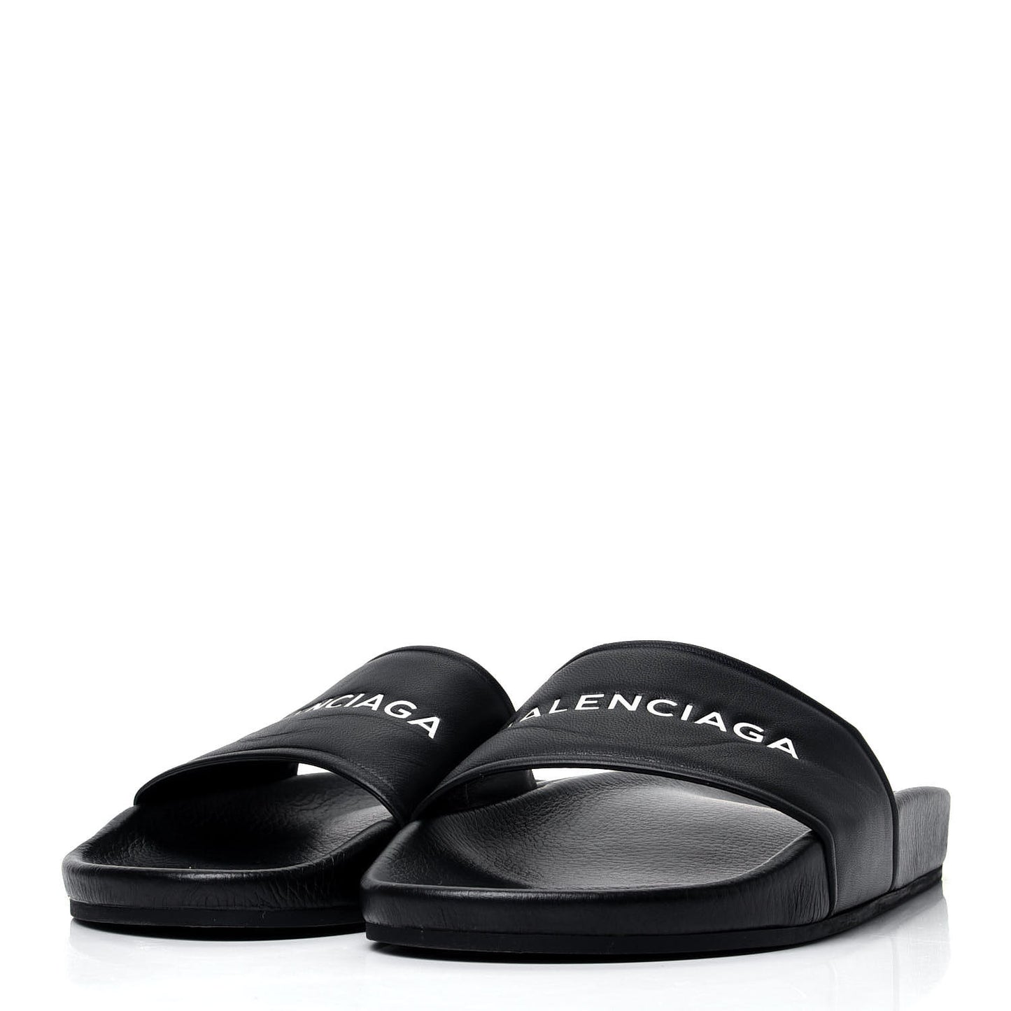 Nappa Logo Pool Slide Sandals 38 Black White