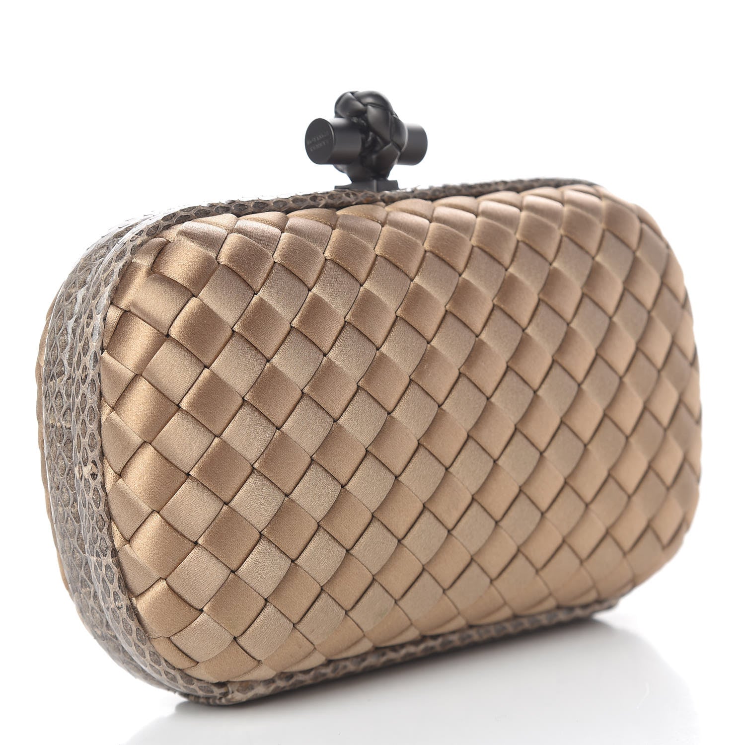 Bottega Veneta Satin Intreccio Impero Ayers Knot Clutch Camel 3 of 9