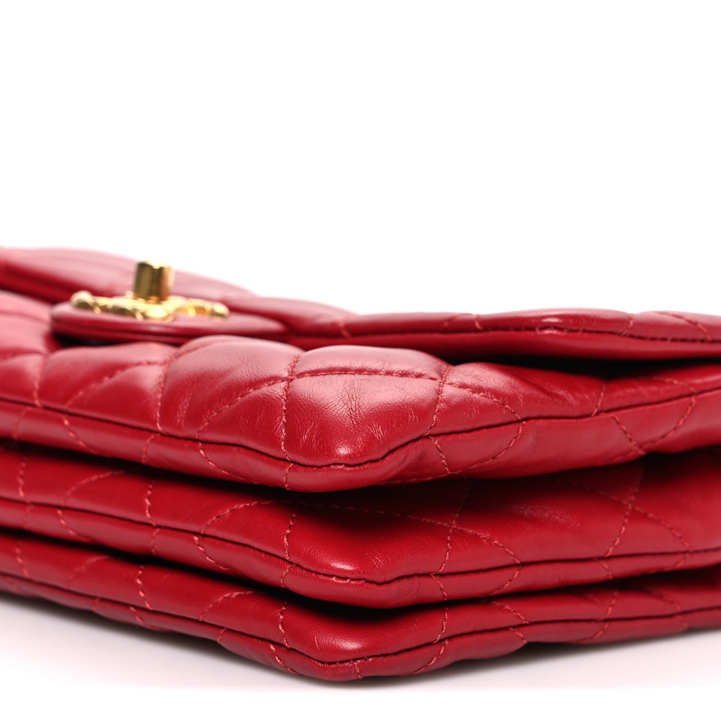 Lambskin Quilted Small Pillow Crush Flap Red