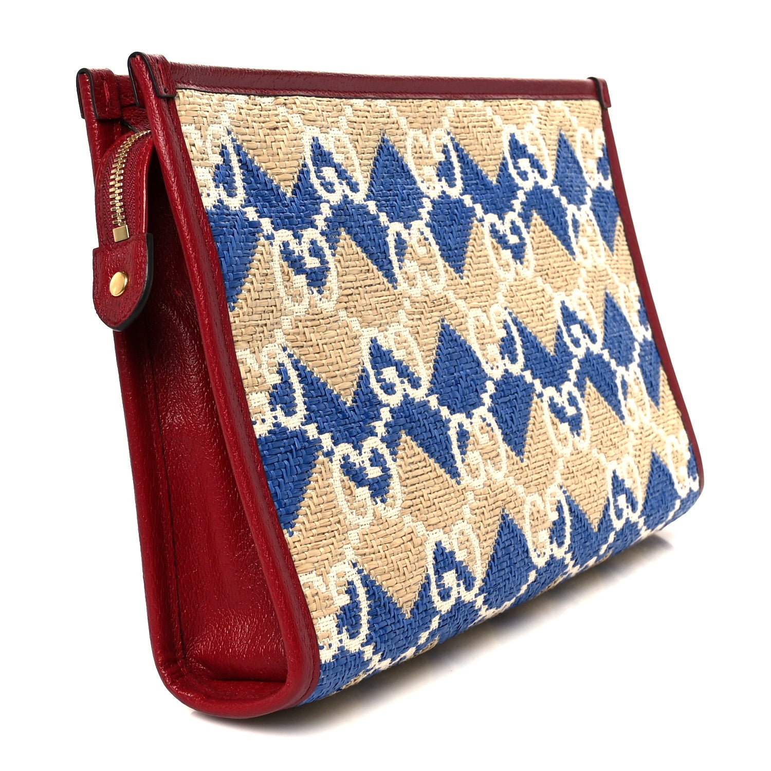 Gucci Raffia GG Monogram Hamptons Case Beige Blue 3 of 7