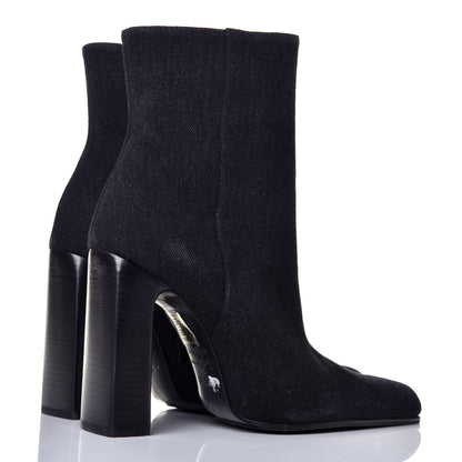 Balenciaga Denim 110mm Round Toe Ankle Boots 37.5 Black 4 of 10