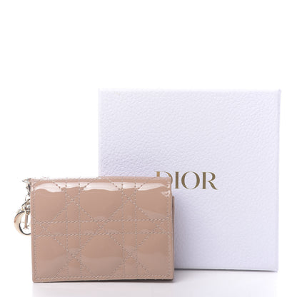 Christian Dior Patent Cannage Small Lady Dior Flap Card Holder Rose De Vents 9 of 9