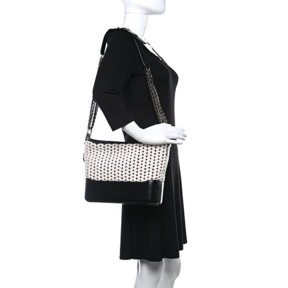 Chanel Wool Calfskin Medium Gabrielle Hobo Black White 3 of 9