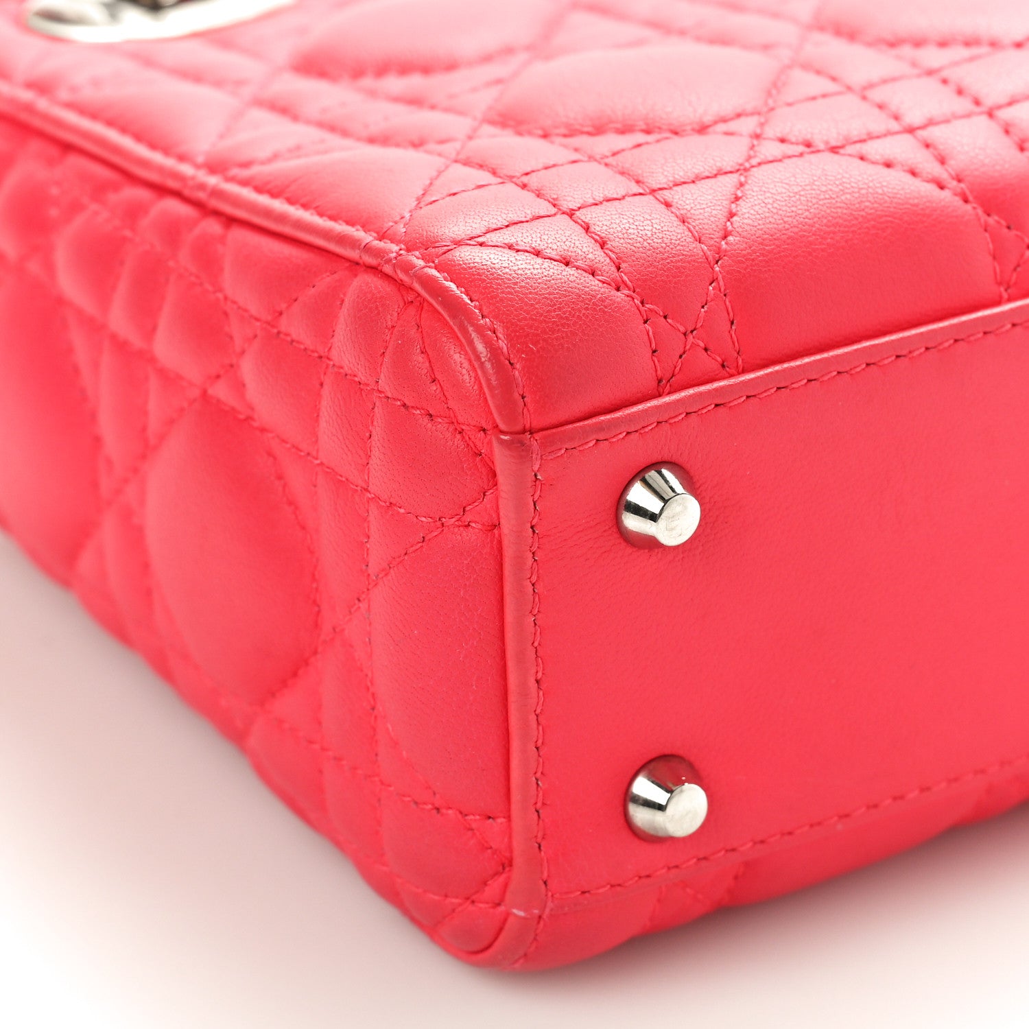 Christian Dior Lambskin Cannage Mini Lady Dior Fuchsia 9 of 10