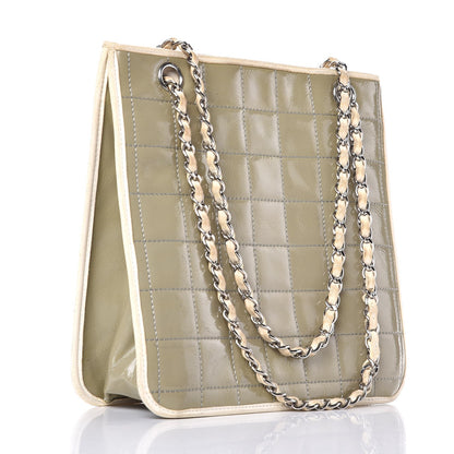 Chanel Patent Chocolate Bar Quilted Tote Khaki Beige 3 of 22