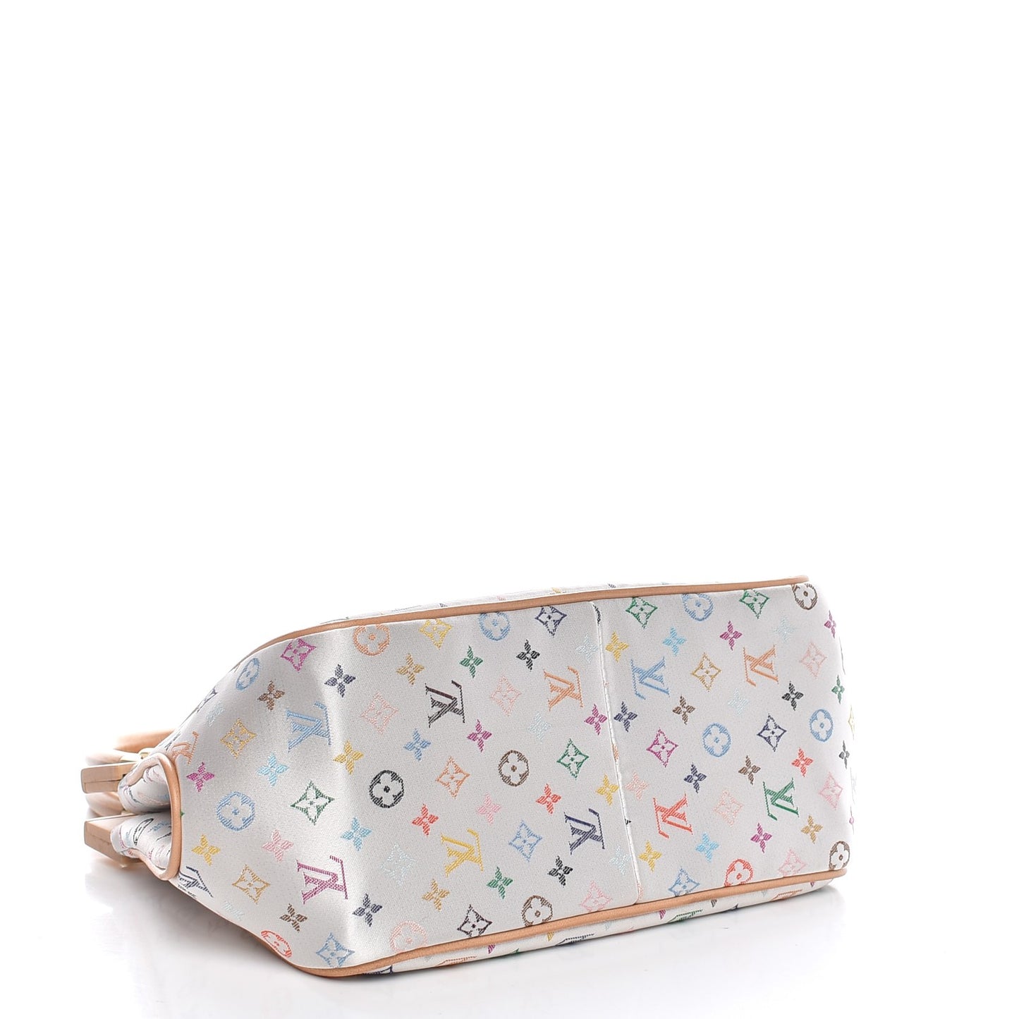 Silk Satin Monogram Multicolor Abelia White
