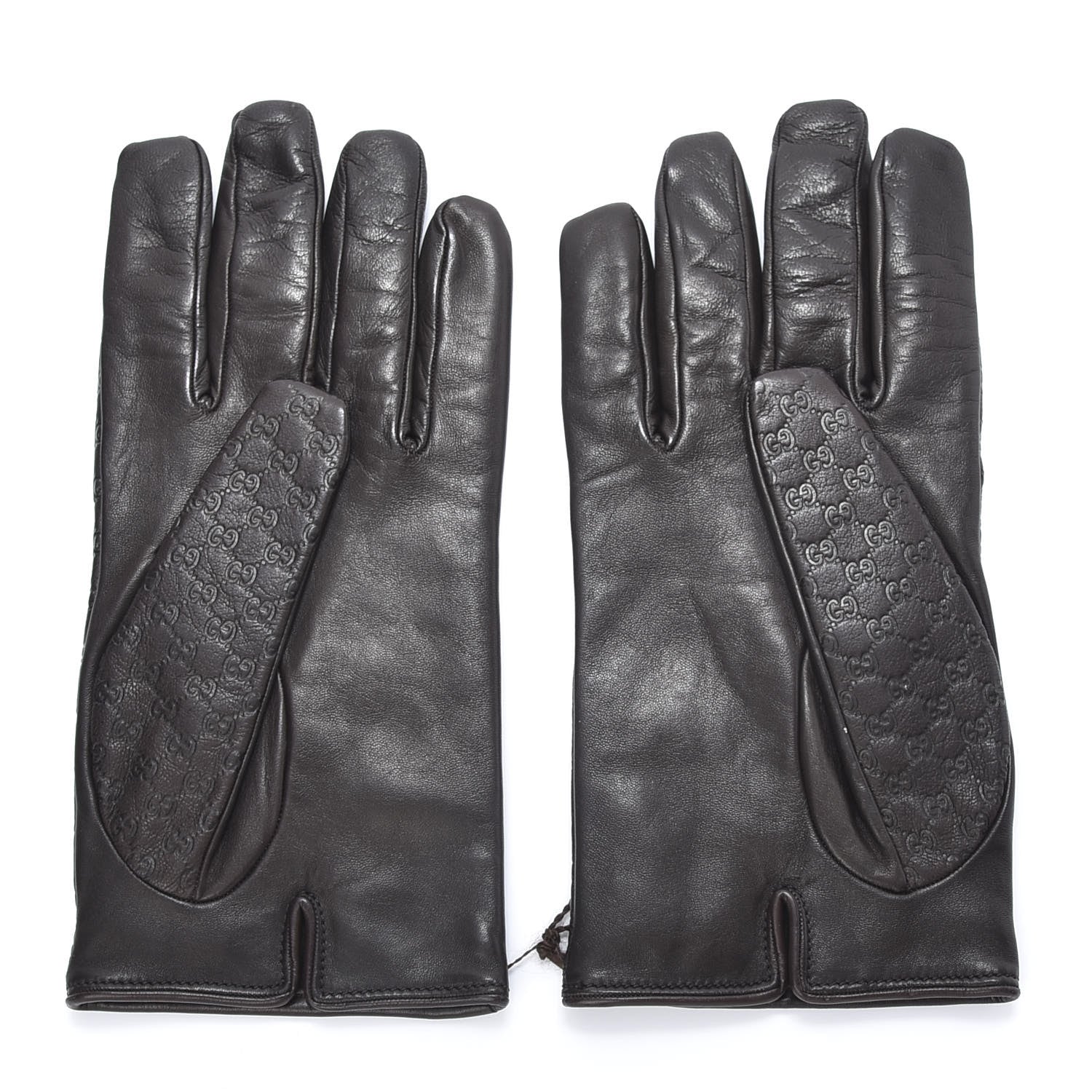 Gucci Nappa Microguccissima Gloves 10 Chocolate 2 of 6