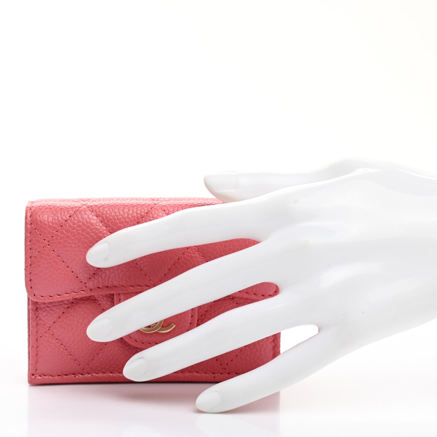 Caviar Quilted Double Flap Wallet Pink