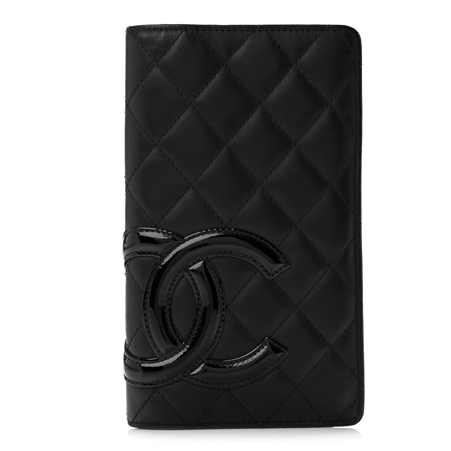 Calfskin Quilted Cambon Yen Wallet Black
