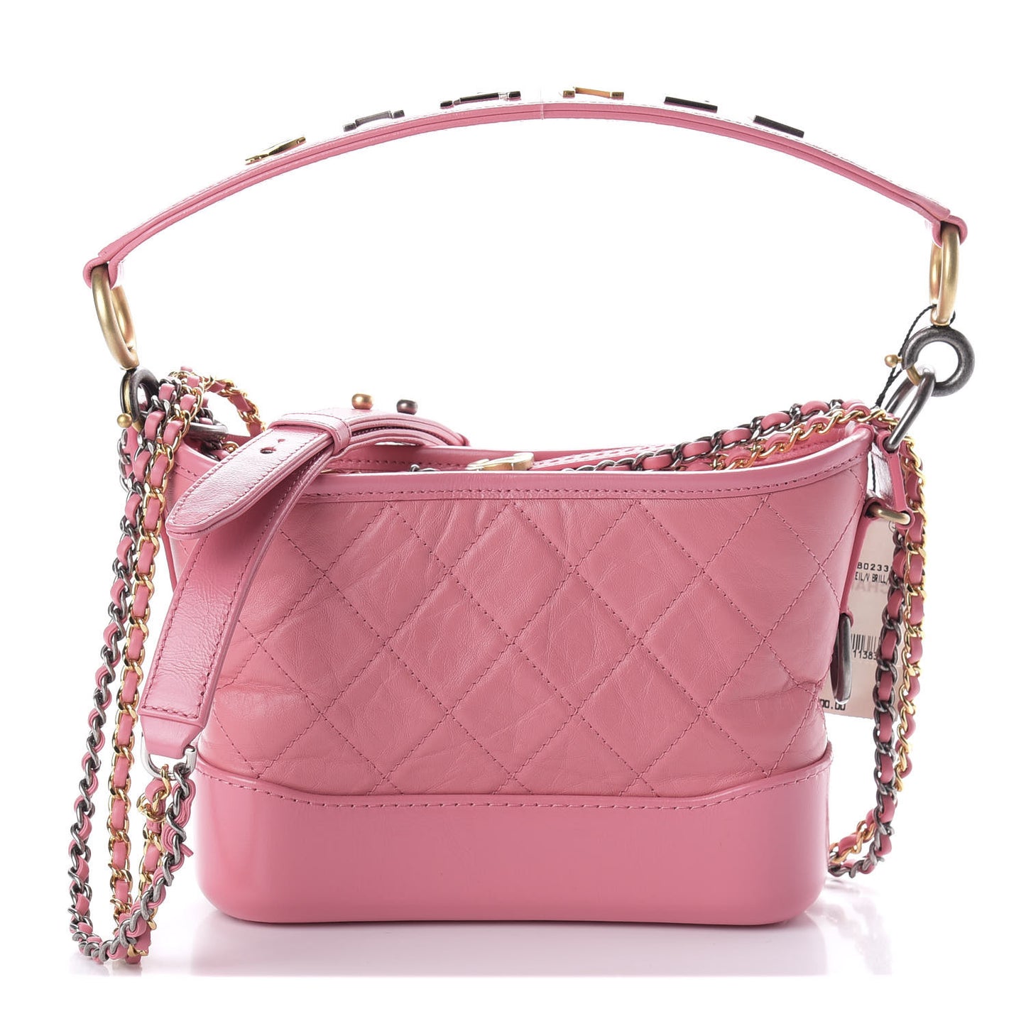 Aged Calfskin Quilted Small Gabrielle Logo Hobo Rose