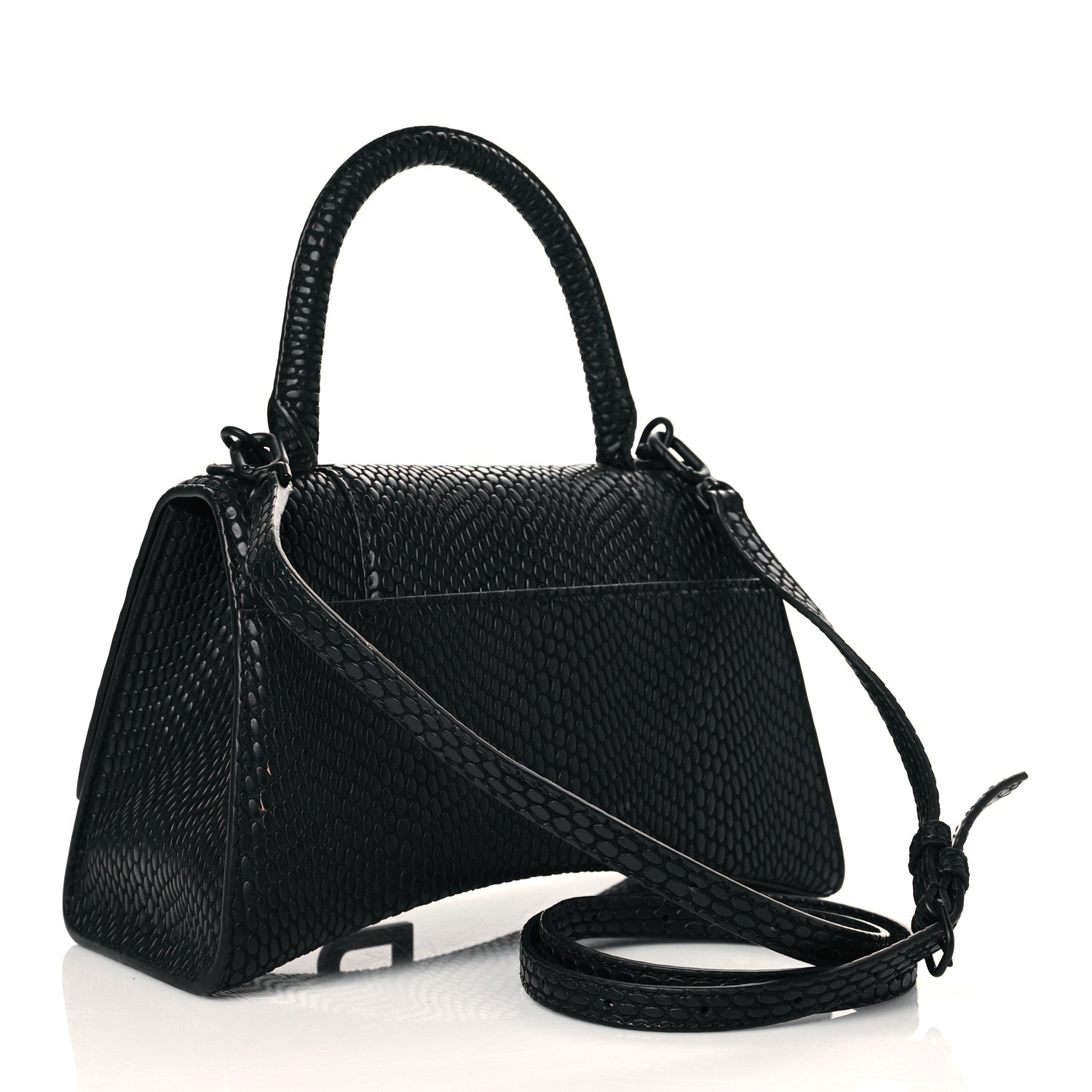 Balenciaga Matte Calfskin Viper Effect Small Hourglass Top Handle Bag Black 3 of 11