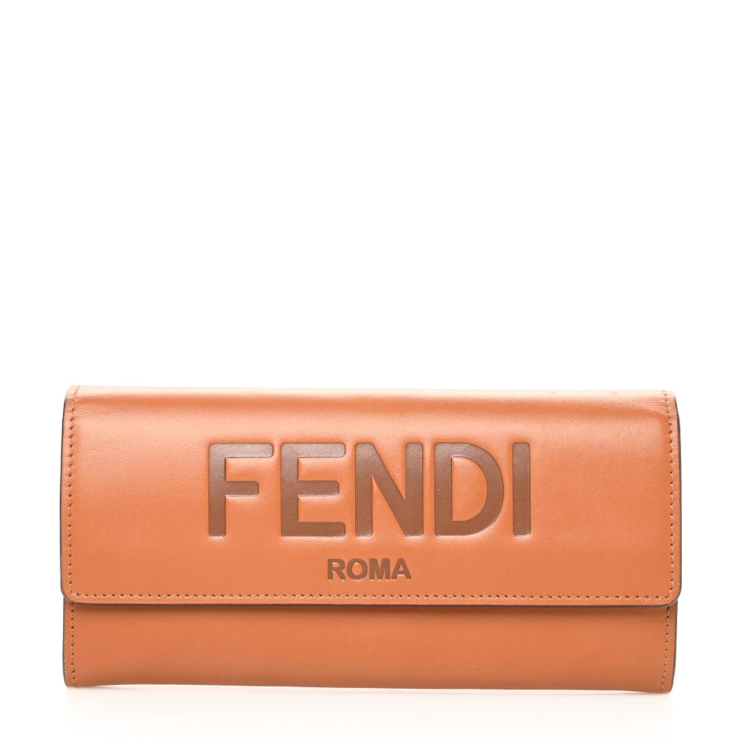Vitello King Tamponato Logo Embossed Continental Wallet Cuoio