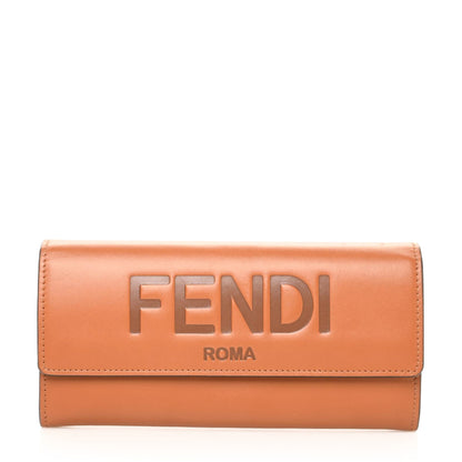 Fendi Vitello King Tamponato Logo Embossed Continental Wallet Cuoio 1 of 7