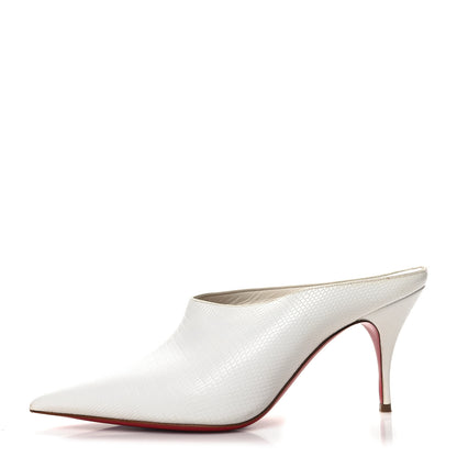 Christian Louboutin Calfskin Lizard Embossed Quart 80 Mules 37 White 1 of 11