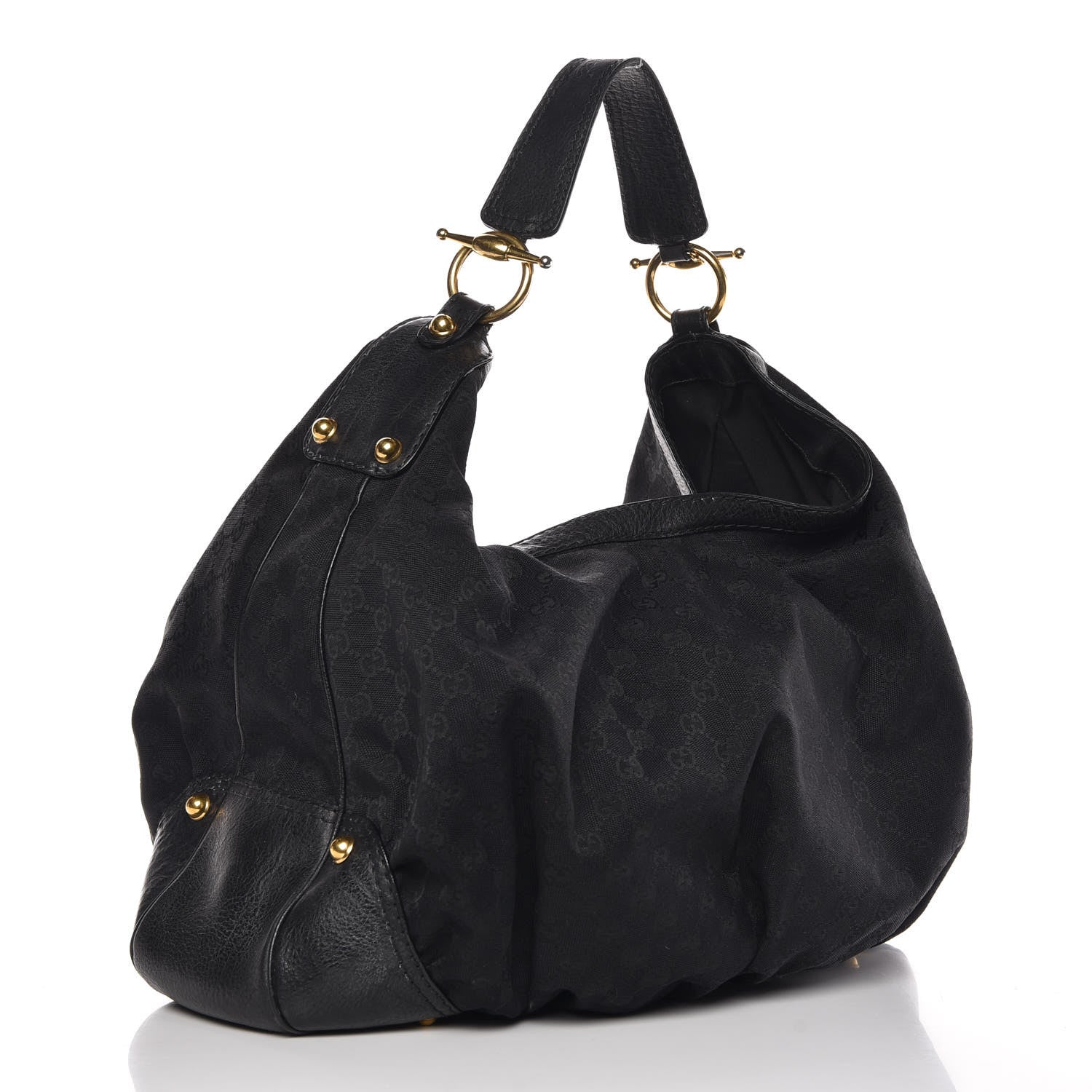 Gucci Monogram Large Jockey Hobo Black 3 of 11