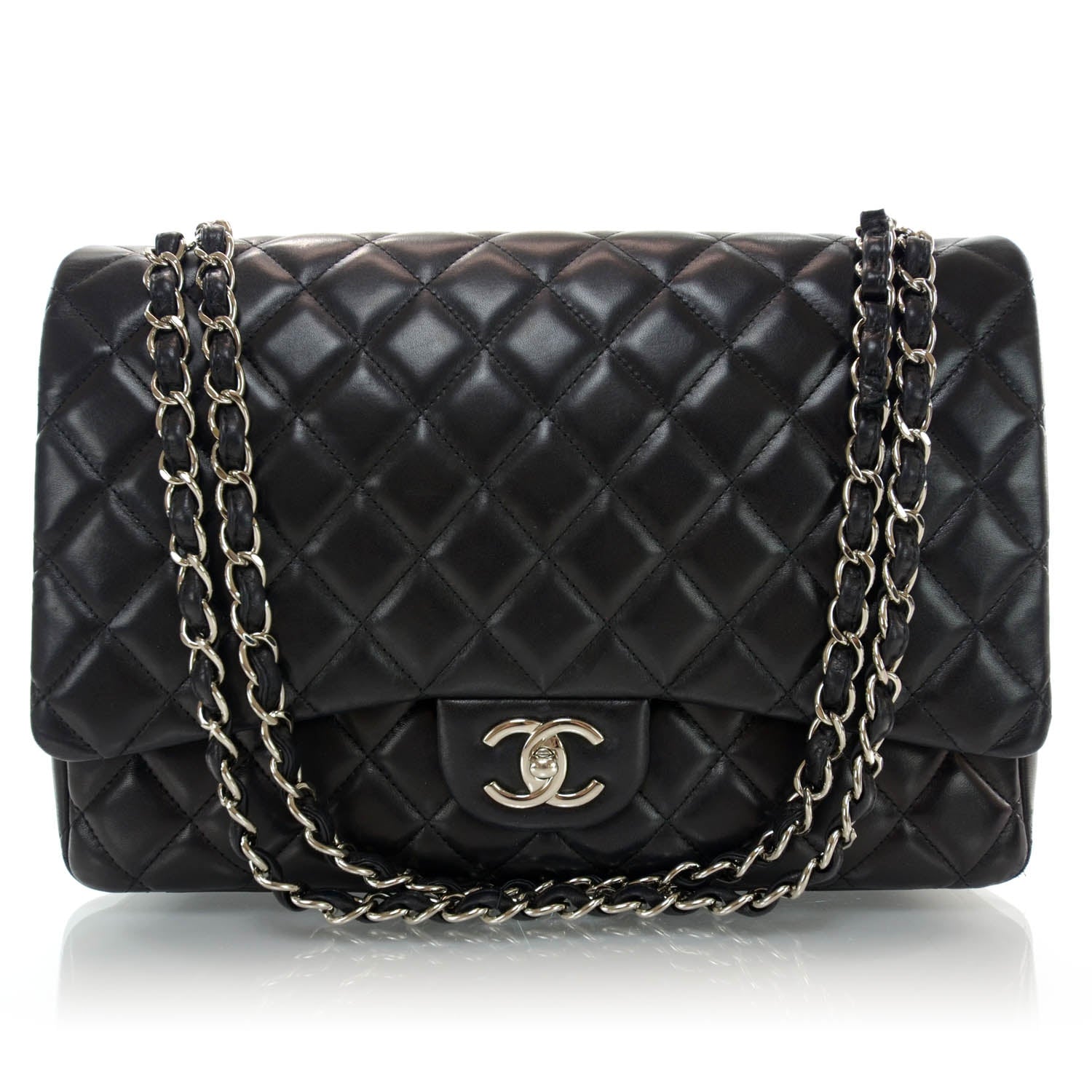 Chanel Lambskin Quilted Maxi Double Flap Black 1 of 10