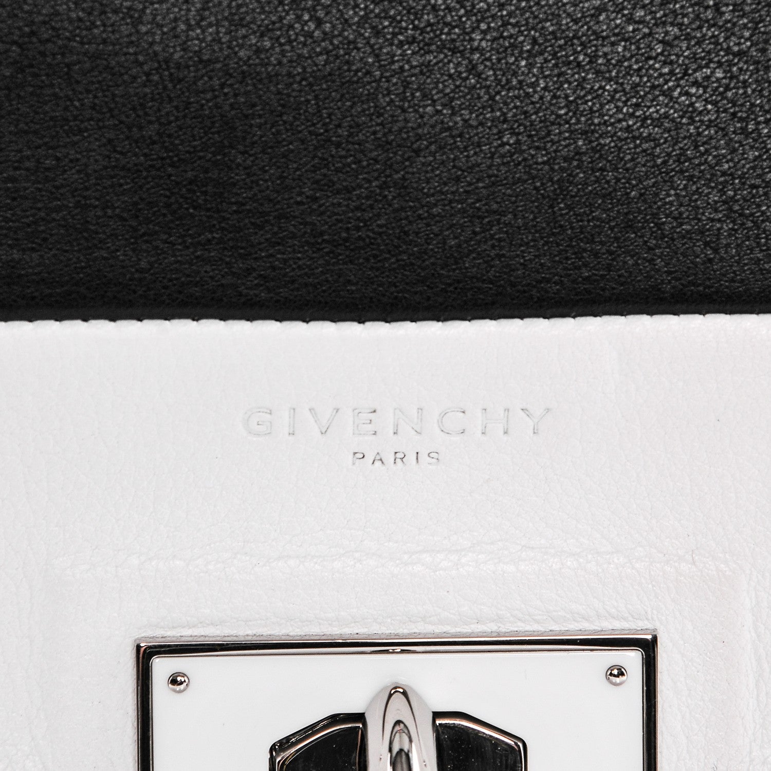 Givenchy Grained Calfskin Medium Bi-Color Shark Lock Satchel Black White 7 of 7