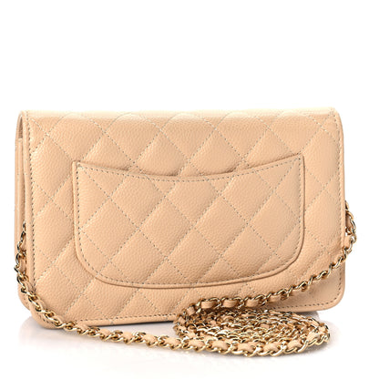 Chanel Caviar Quilted Wallet On Chain WOC Beige 3 of 11