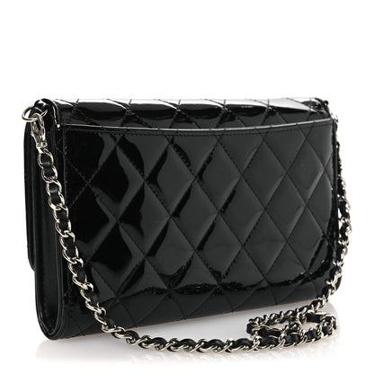 Chanel Patent Quilted Wallet On Removable Chain WOC Black 3 of 14