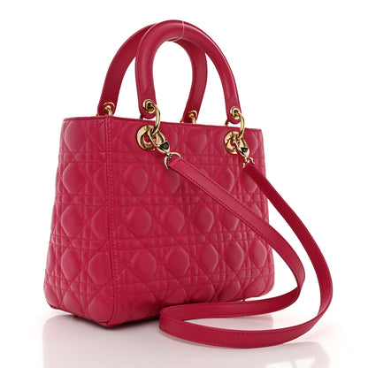 Christian Dior Lambskin Cannage Medium Lady Dior Fuchsia 3 of 10