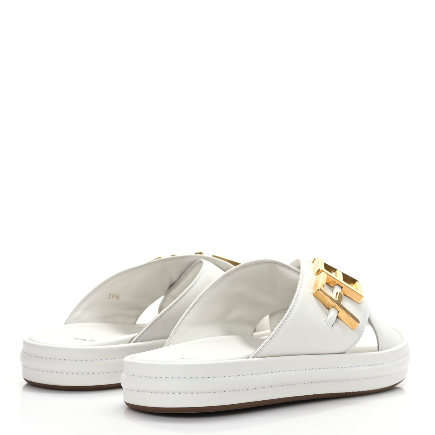 Vitello Womens Fendigraphy Slide Sandals 39.5 White Ice