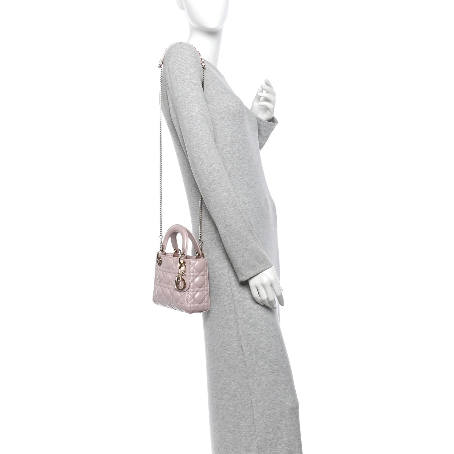 Metallic Lambskin Cannage Mini Lady Dior Lotus