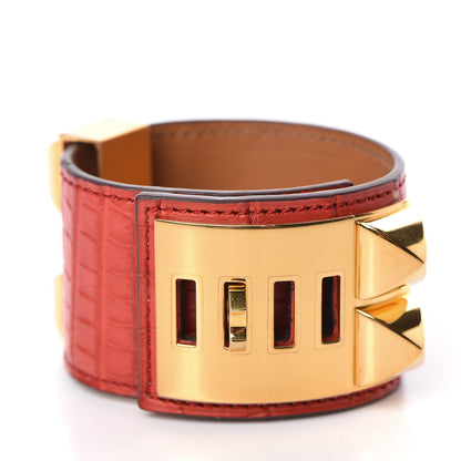 Hermes Matte Alligator Collier De Chien CDC Bracelet S Geranium 7 of 7