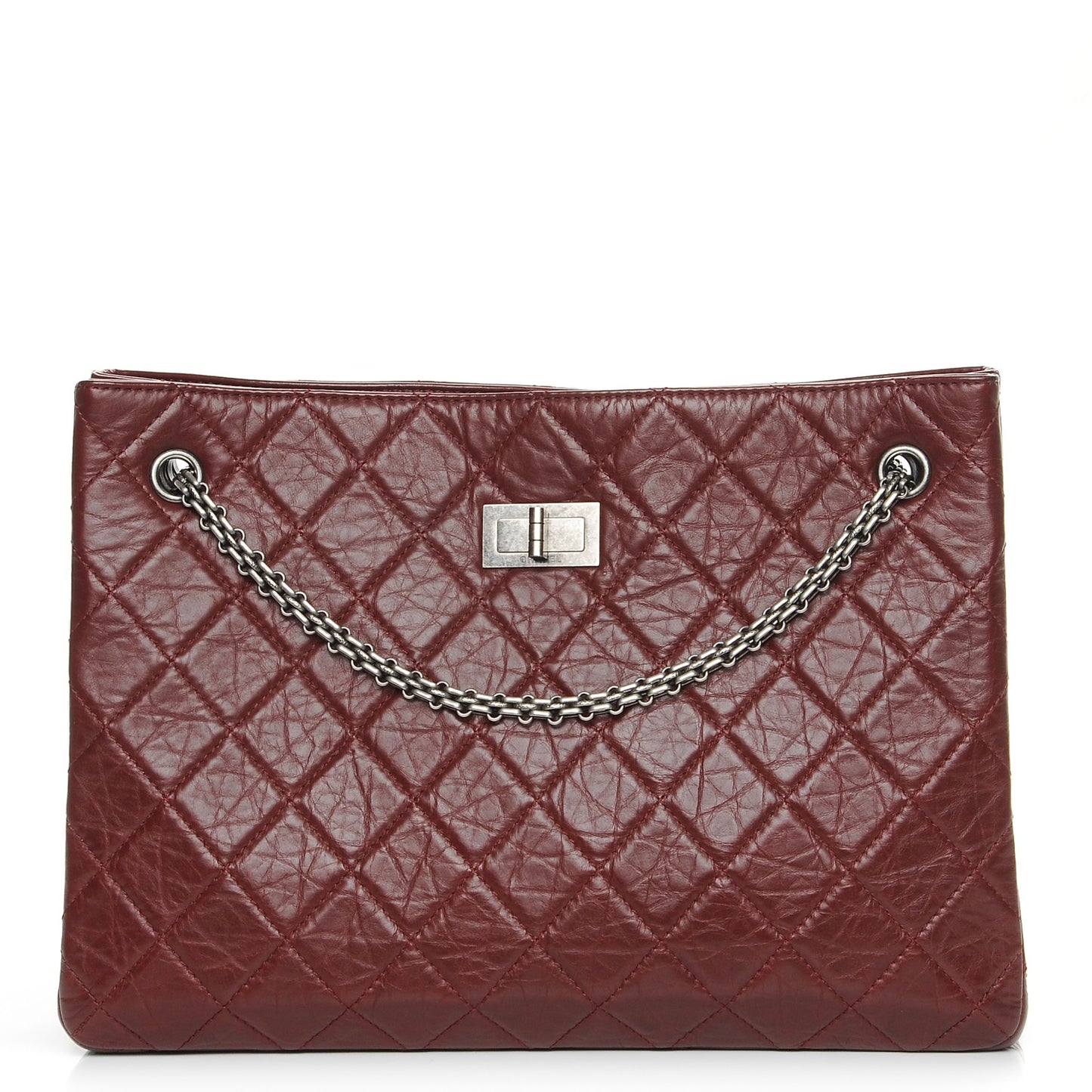 Aged Calfskin Quilted Reissue 2.55 Tote Bordeaux