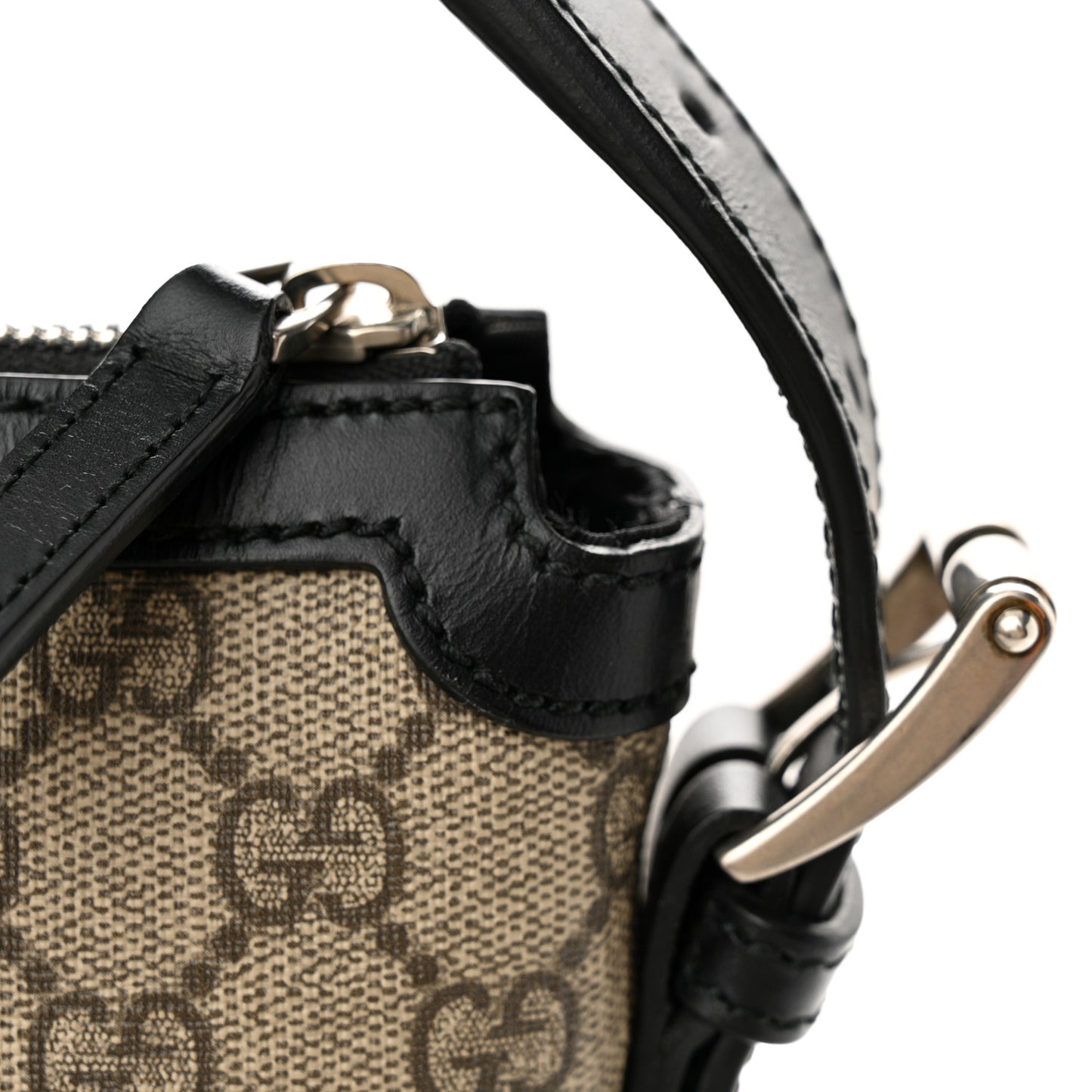 GG Supreme Monogram Web Messenger Bag Black