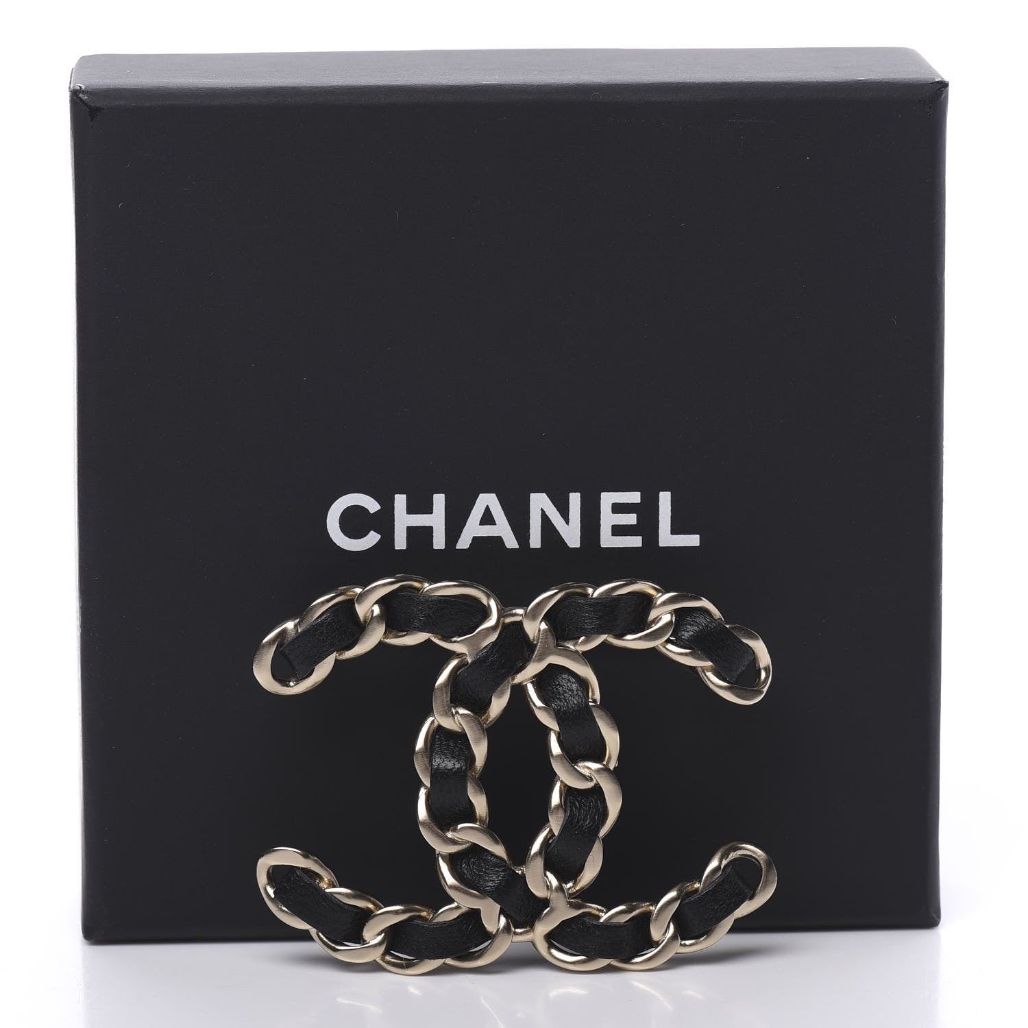 Chanel Lambskin Chain CC Brooch Black Gold 5 of 5