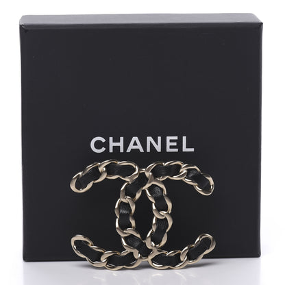 Chanel Lambskin Chain CC Brooch Black Gold 5 of 5
