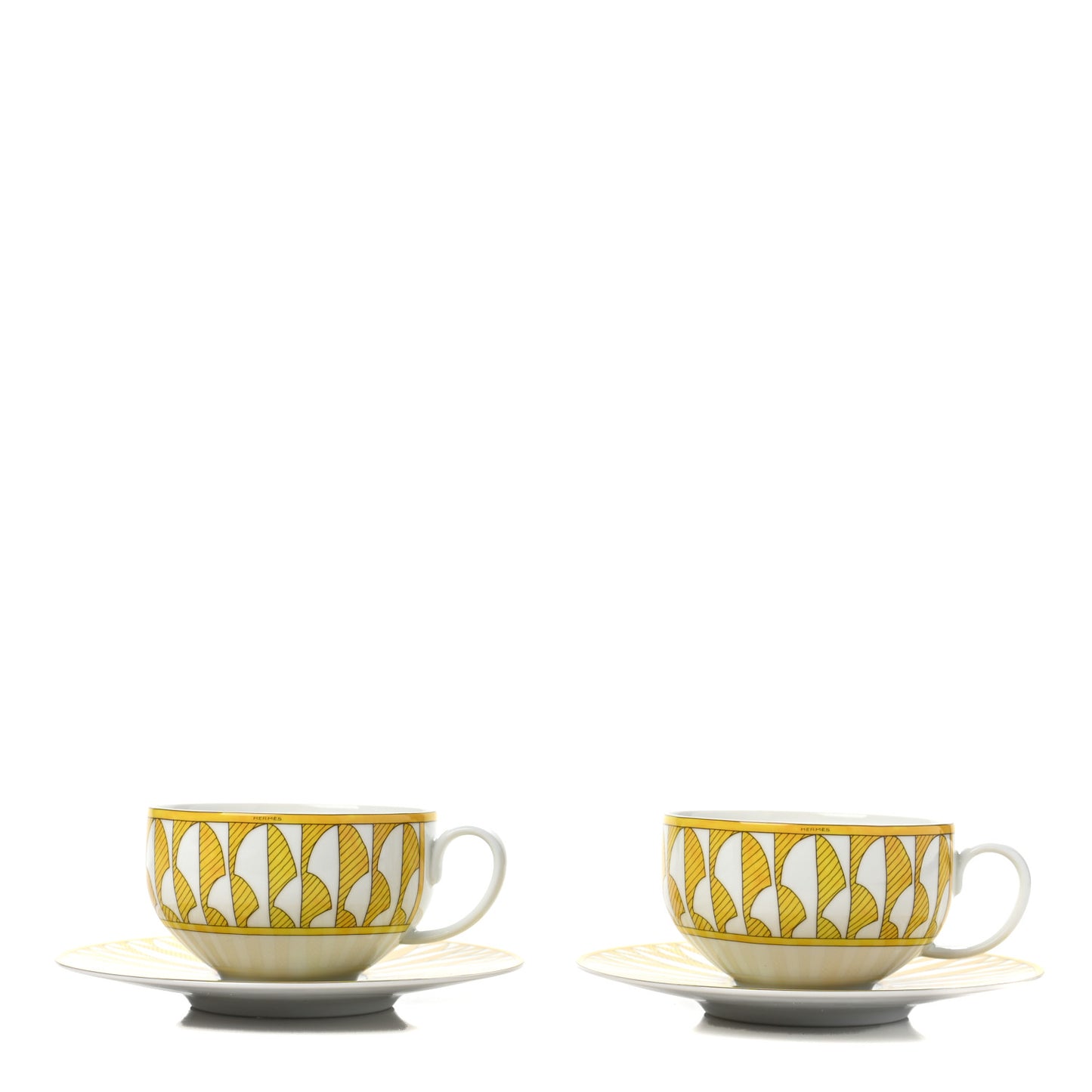 Porcelain Soleil d'Hermes Breakfast Cup And Saucer Set Of 2