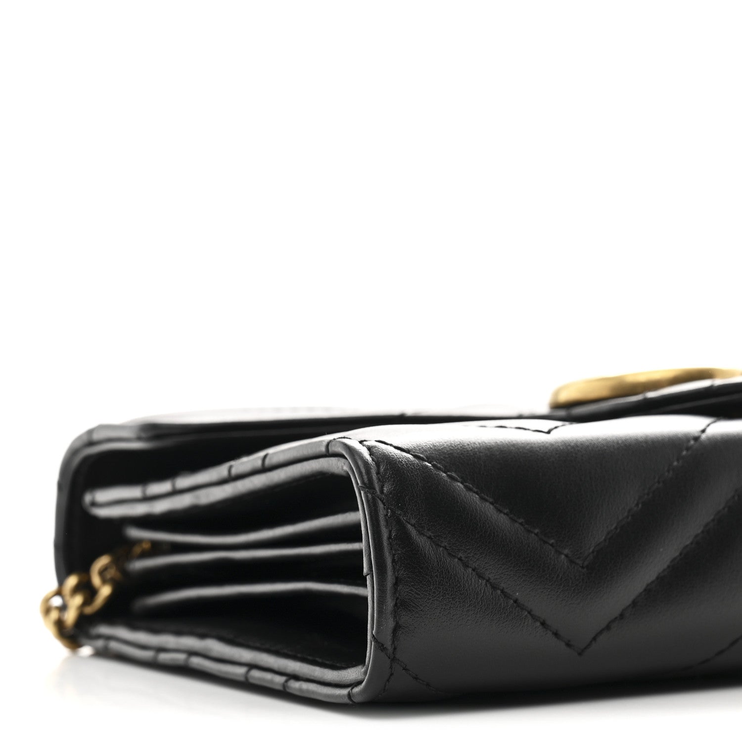 Gucci Calfskin Matelasse GG Marmont Chain Wallet Black 9 of 12